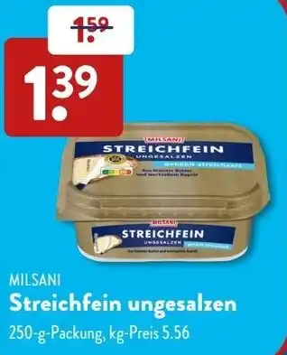 Aldi Süd MILSANI Streichfein ungesalzen Angebot