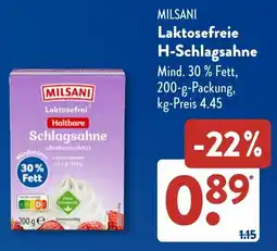 Aldi Süd MILSANI Laktosefreie H-Schlagsahne Angebot