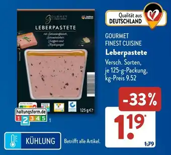 Aldi Süd GOURMET FINEST CUISINE Leberpastete Angebot