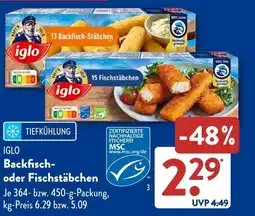 Aldi Süd IGLO Backfisch- oder Fischstäbchen Angebot