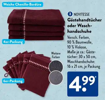 Aldi Süd NOVITESSE Gästehandtücher oder Wasch- handschuhe Angebot
