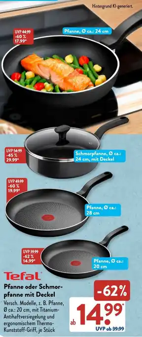 Aldi Süd Tefal Pfanne oder Schmor- pfanne mit Deckel Angebot