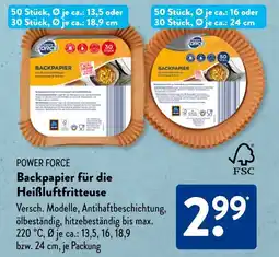 Aldi Süd POWER FORCE Backpapier für die Heißluftfritteuse Angebot