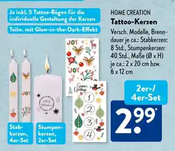 Aldi Süd HOME CREATION Tattoo-Kerzen 2er-/ 4er-Set Angebot
