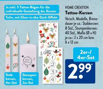 Aldi Süd HOME CREATION Tattoo-Kerzen 2er-/ 4er-Set Angebot
