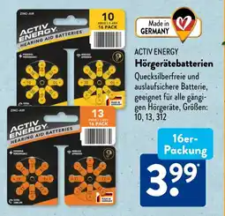Aldi Süd ACTIV ENERGY Hörgerätebatterien Angebot