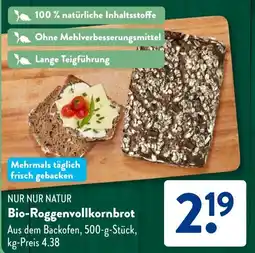 Aldi Süd NUR NUR NATUR Bio-Roggenvollkornbrot Angebot