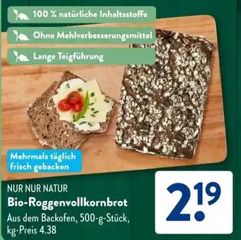 Aldi Süd NUR NUR NATUR Bio-Roggenvollkornbrot Angebot