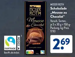 Aldi Süd MOSER ROTH Schokolade „Mousse au Chocolat" Angebot