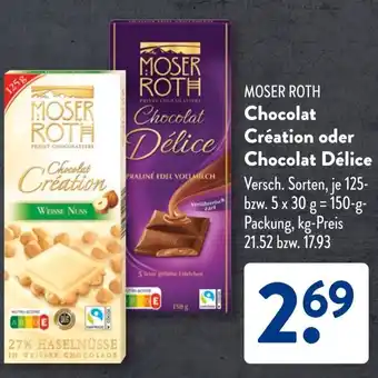 Aldi Süd MOSER ROTH Chocolat Création oder Chocolat Délice Angebot