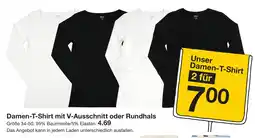 Zeeman Damen-T-Shirt mit V-Ausschnitt oder Rundhals Angebot