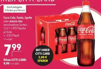 CITTI Markt Coca-Cola, Fanta, Sprite oder mezzo mix Angebot