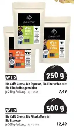 CITTI Markt Bio Caffè Crema, Bio Espresso, Bio Filterkaffee oder Bio Filterkaffee gemahlen Angebot