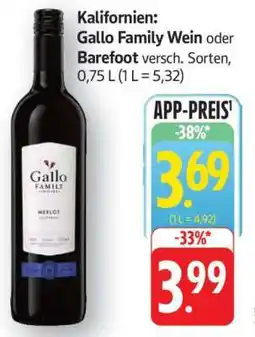 Edeka Gallo Family Wein oder Barefoot Angebot