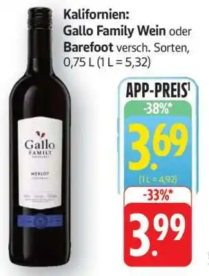 Edeka Gallo Family Wein oder Barefoot Angebot
