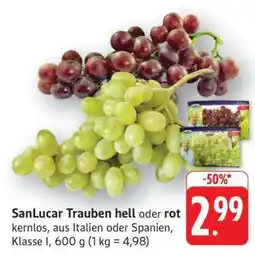 Edeka SanLucar Trauben hell oder rot Angebot