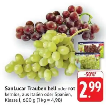 Edeka SanLucar Trauben hell oder rot Angebot