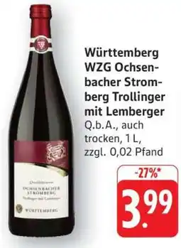 Edeka Württemberg WZG Ochsenbacher Stromberg Trollinger mit Lemberger Angebot