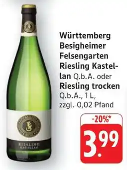 Edeka Württemberg Besigheimer Felsengarten Riesling Kastellan Angebot