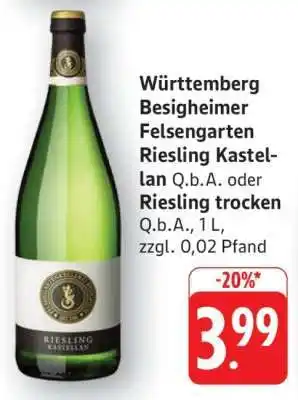 Edeka Württemberg Besigheimer Felsengarten Riesling Kastellan Angebot