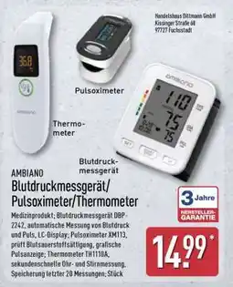 Aldi Nord AMBIANO Blutdruckmessgerät/Pulsoximeter/Thermometer Angebot
