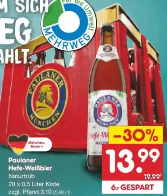 Netto Marken-Discount Paulaner Hefe-Weißbier Naturtrüb Angebot