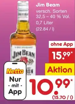 Netto Marken-Discount Jim Beam Kentuckey Straight Bourbon Whiskey Angebot