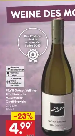 Netto Marken-Discount Weingut Roman Josef Pfaffl Grüner Veltliner Tradition Angebot