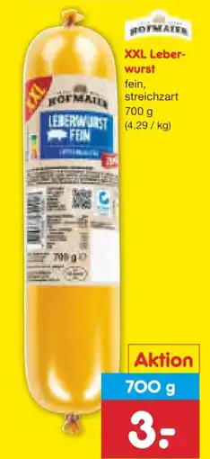 Netto Marken-Discount Hofmaier Leberwurst XXL Angebot