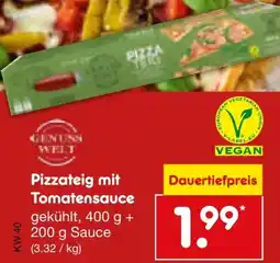 Netto Marken-Discount Genuss Welt Pizzateig mit Tomatensauce Vegan Angebot