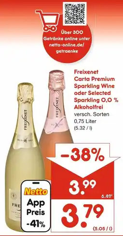 Netto Marken-Discount Freixenet carta premium sparkling wine oder selected sparkling 0,0 % alkoholfrei Angebot