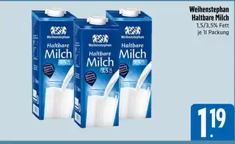 Edeka Weihenstephan haltbare milch 1,5% fett Angebot