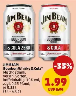 PENNY Jim beam bourbon whisky & cola zero Angebot