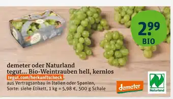 tegut Demeter bio-weintrauben hell, kernlos Angebot