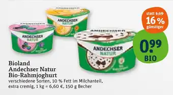 tegut Andechser natur bio-rahmjoghurt Angebot