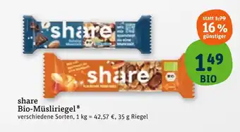 tegut Share bio-müsliriegel Angebot