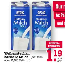 E-Center Weihenstephan haltbare milch 1,5% fett Angebot