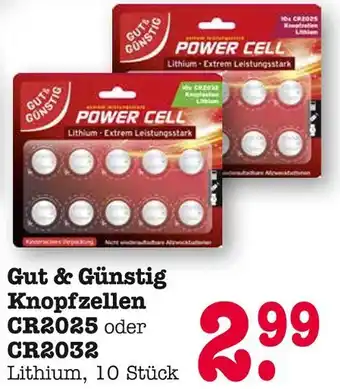 E-Center Gut & günstig knopfzellen cr2025 Angebot