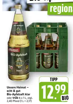 E-Center Unsere heimat bio-apfelsaft klar Angebot