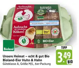 E-Center Bioland unsere heimat – echt & gut bio bioland-eier huhn & hahn Angebot