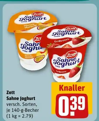 REWE Zott sahne joghurt mild pfirsich-maracuja Angebot