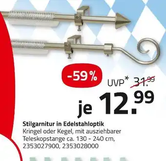 ROLLER Stilgarnitur in edelstahloptik Angebot