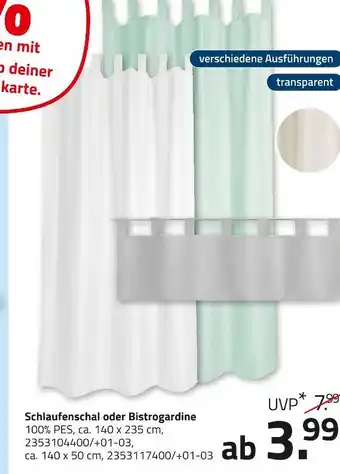 ROLLER Schlaufenschal oder bistrogardine Angebot