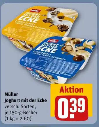 REWE Müller joghurt mit der ecke schoko flakes Angebot