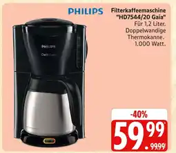Marktkauf Philips filterkaffeemaschine hd7544/20 gaia Angebot