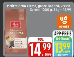 Edeka Melitta bella crema, ganze bohnen Angebot