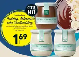 CITTI Markt Zum Dorfkrug Pudding. Milchreis oder Grießpudding Angebot