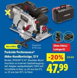 Lidl PARKSIDE PERFORMANCE Akku-Handkreissäge 12 V Angebot