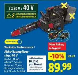 Lidl Parkside Performance Akku-Baumpflege-säge, 40 V Angebot