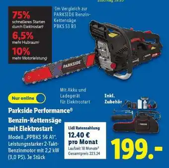 Lidl PARKSIDE PERFORMANCE Benzin-Kettensäge mit Elektrostart Angebot